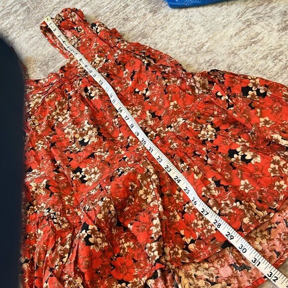 Free People night combo mini dress floral autumn colors sweetheart neckline XS - Picture 8 of 10